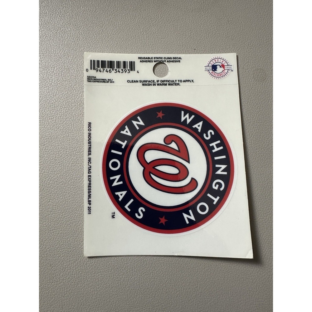 New Washington Nationals 4"x4" Static Cling Car Decal Auto Sticker Emblem MLB